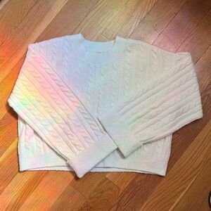 Hollister Ivory White Cable Knit Sweater